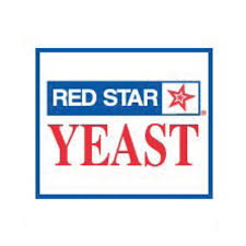RedStar Yeast logo: White box outlined in blue with "RED STAR" within an inner blue box, a red star beside that wording over the red texted word Yeast.