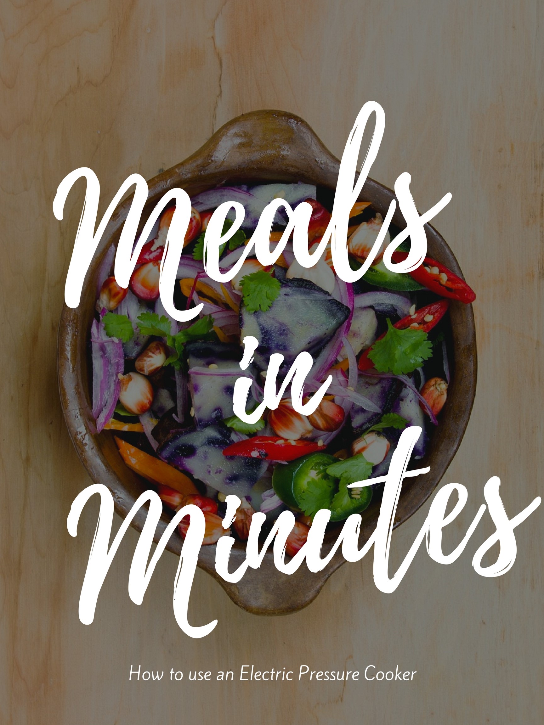 Meals in Minutes label over colorful bowl of food